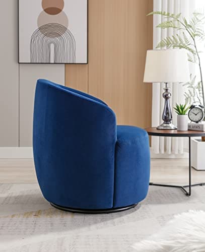 i-POOK 360 Degree Swivel Velvet Leather Living Room Chair, Blue