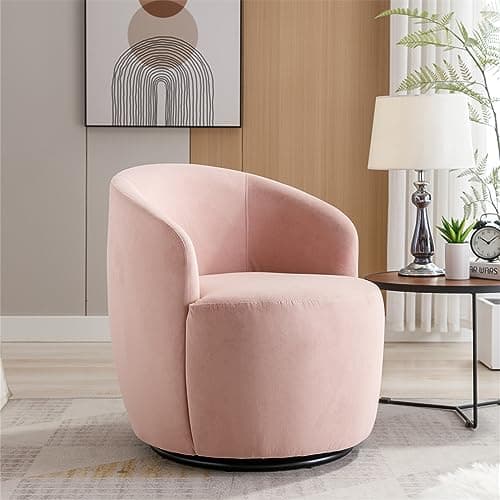 i-POOK Swivel Accent Chair, Modern Velvet Upholstered Armchair White