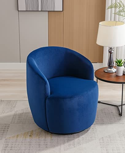 i-POOK 360 Degree Swivel Velvet Leather Living Room Chair, Blue