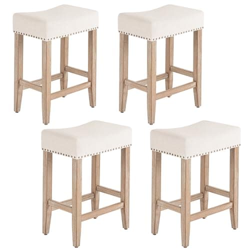 Furniliving Black Saddle Stool Set of 4, 25.7" Counter Height