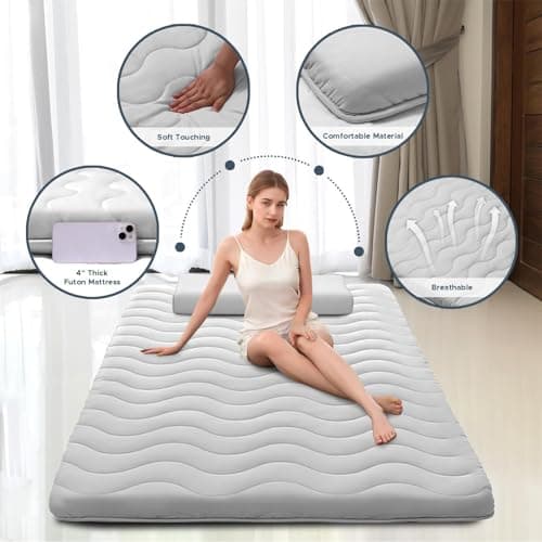 Japanese High Density 4" Comfort Foam Mattress, Foldable Tatami Mat for Kids, Ideal Sleeping Pad