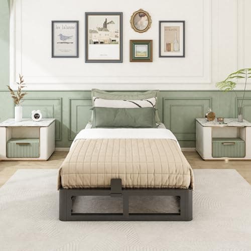 6 Inch Round Corner Twin Bed Frame - Low Profile Steel Slat Support