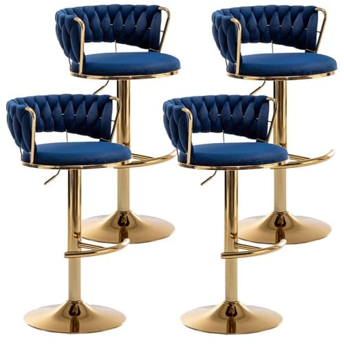 Gold Swivel Bar Stool Set, Beige, Counter Height (2pcs)