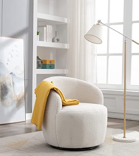 Modern Teddy Fabric Swivel Accent Chair for Nursery, Bedroom, Living Room, Hotel, and Office