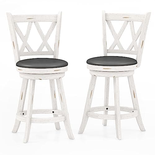 MU Counter Height Barstools, Espresso X-Back Swivel Chairs, Set of 2