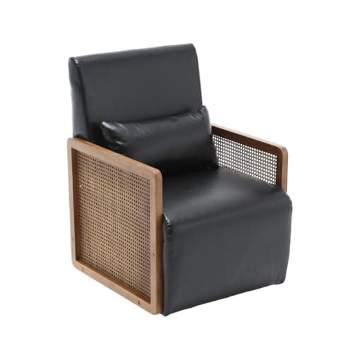 Swivel Accent Chair with Woven Armrests, Linen Upholstered Armchair for Living Room, Green
