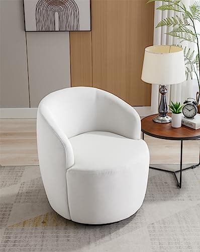 i-POOK Swivel Accent Chair, Modern Velvet Upholstered Armchair White