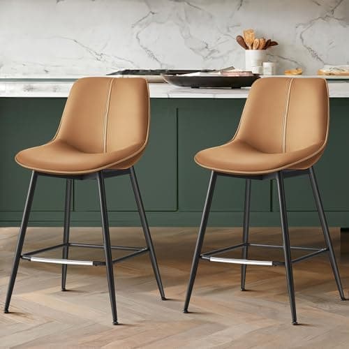 VASAGLE Caramel Brown Counter Height Bar Stools Set of 2 ULBC088K01