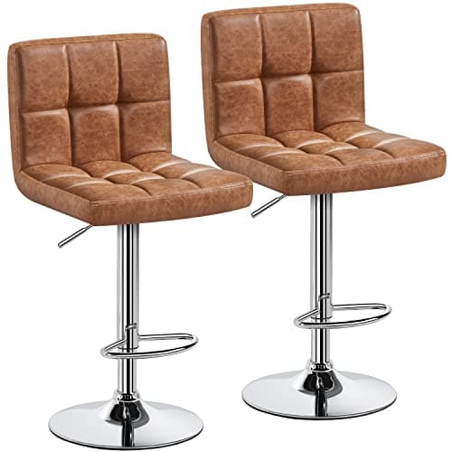 Set of 2 Modern Adjustable Bar Stools with Backrest and Footrest