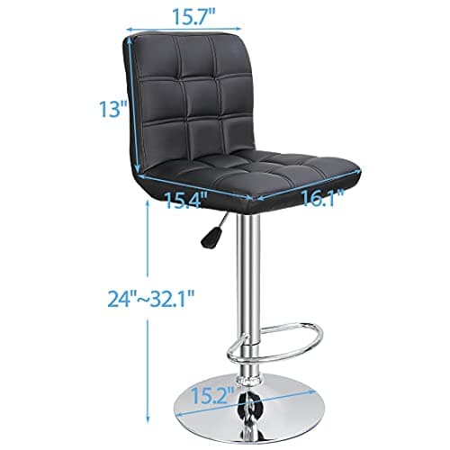 Modern PU Leather Swivel Bar Stools for Kitchen (4 Pack, Black)