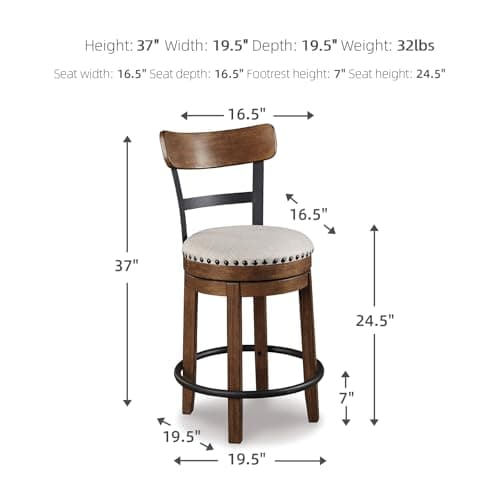 Signature Design by Ashley Valebeck Brown Rustic Farmhouse Counter Height Swivel Bar Stool