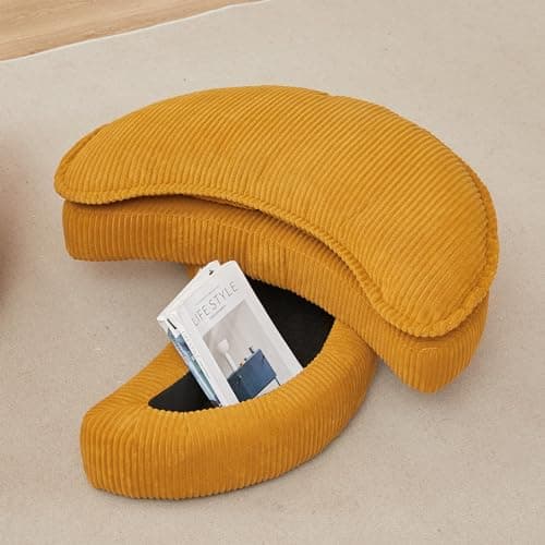 Yellow i-POOK Swivel Chair with Storage Ottoman & Pillows, Oversized Barrel Chair for Living Room