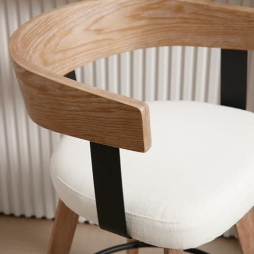 DUOMAY White 26" Counter Height Swivel Bar Stool with Footrest