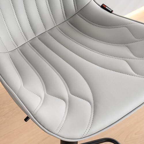 YOUNUOKE Counter Height Swivel Bar Stools, Light Grey Faux Leather, Set of 2