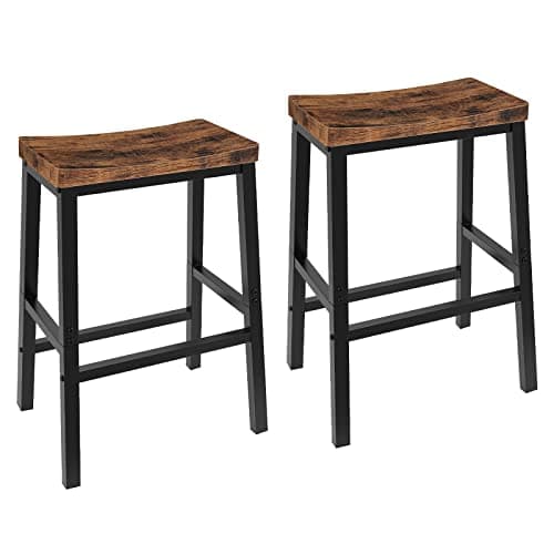HOOBRO Black 23.6" Saddle Bar Stool Set BB02MD01