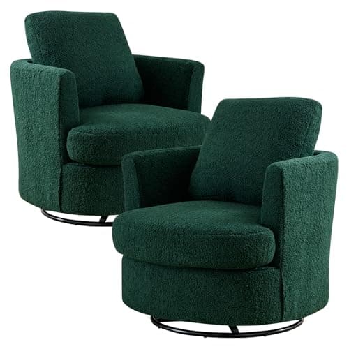31.9" Swivel Chenille Chair, Light Blue, Modern Living Room