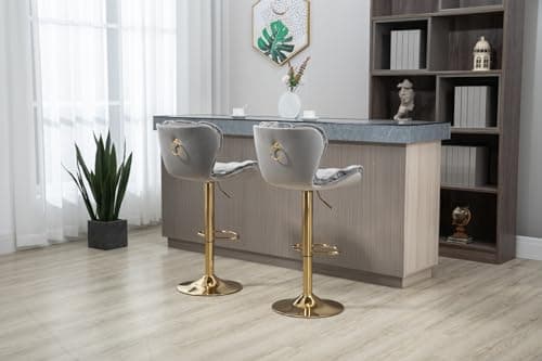 Velvet Bar Chairs Set of 2 with Retro Design