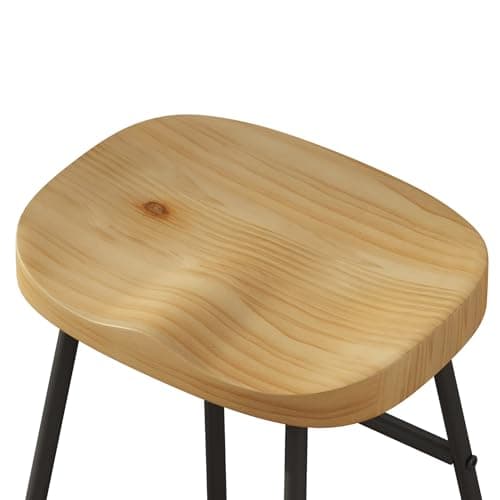 Wood Seat Bar Stools Set of 2 for Kitchen and Coffee Shop