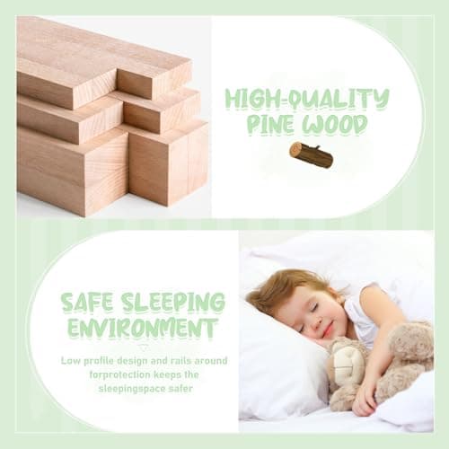 Montessori Floor Bed with Safety Guardrails and Door for Kids
