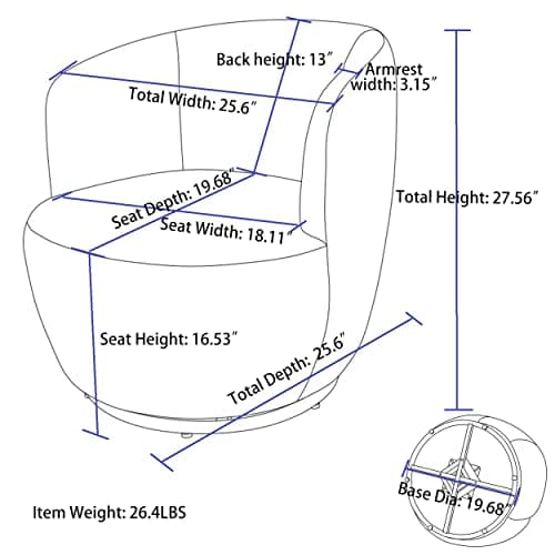 Modern Teddy Fabric Swivel Accent Chair for Nursery, Bedroom, Living Room, Hotel, and Office