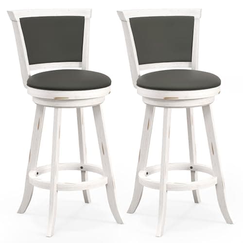 MU 24" Counter Height Swivel Bar Stools with Back for Kitchen Island, Pub, Restaurant