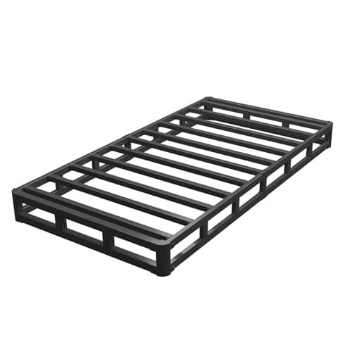 6 Inch Round Corner Twin Bed Frame, Silent Anti-Slip Metal, No Box Spring Needed