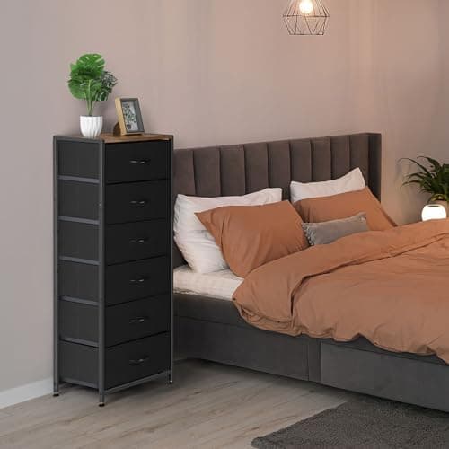 MOOACE Black Tall Dresser with 6 Drawers for Bedroom