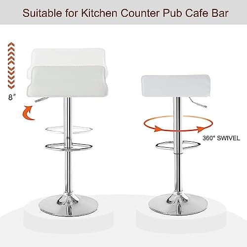 VECELO Pearl White Swivel Bar Stool Set of 2