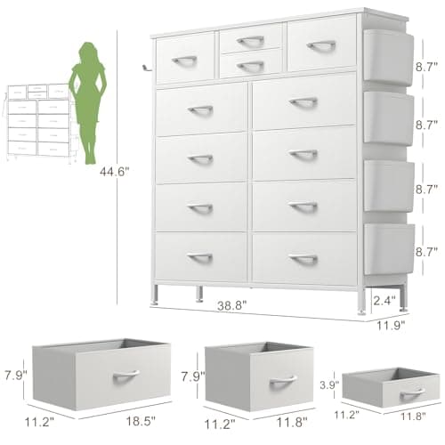 12-Drawer Dresser for Bedroom and Living Room (White)