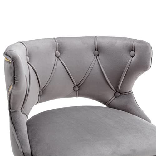 i-POOK Velvet Bar Stools Set of 2 with Nailheads Trim and Golden Footrest, Grey Color