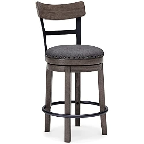 Signature Design by Ashley Light Brown Modern Farmhouse Swivel Barstool 24.25" Counter Height