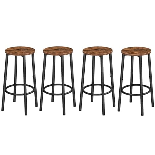 Rustic Brown & Black Counter Height HOOBRO Bar Stool Set of 4, BF03BYP401N1