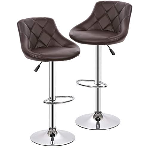 BestOffice Counter Height Bar Stool Set with Swivel PU Leather Back