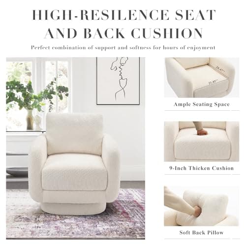 Modern 32 Swivel Accent Armchair for Living Room - White