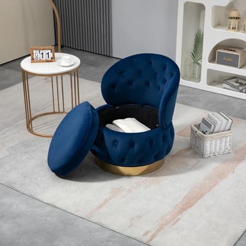 Velvet Swivel Accent Chair with Storage