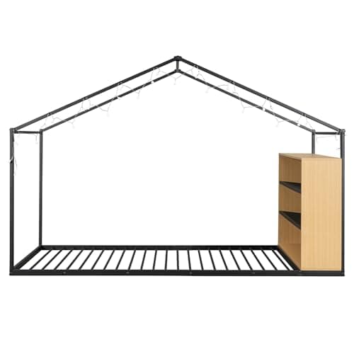 i-POOK Montessori Metal Bed Frame for Kids, Twin Size, Black