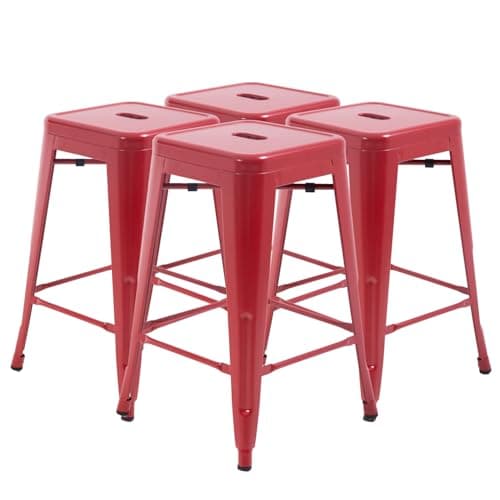 FDW Black Counter Height Bar Stool Set of 4 (24")
