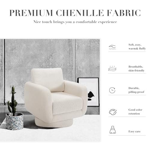 COLAMY Swivel Accent Chair - White, Living Room Essential
