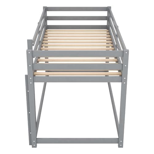 Twin Over Twin Wood Bunk Bed for Teens, Dormitory and Bedroom, Easy Assembly, Grey