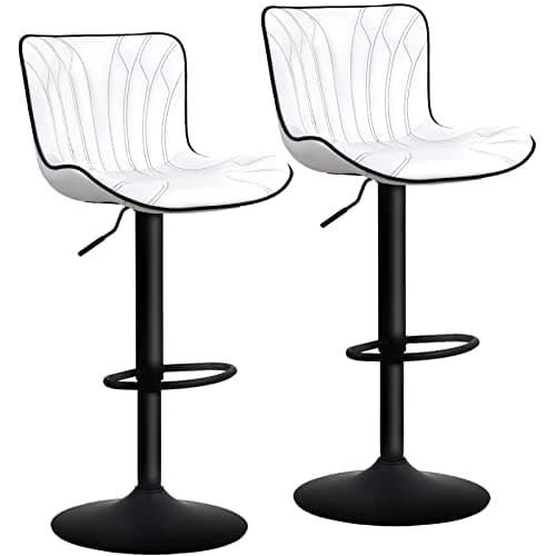 YOUNUOKE Counter Height Swivel Bar Stools, Light Grey Faux Leather, Set of 2