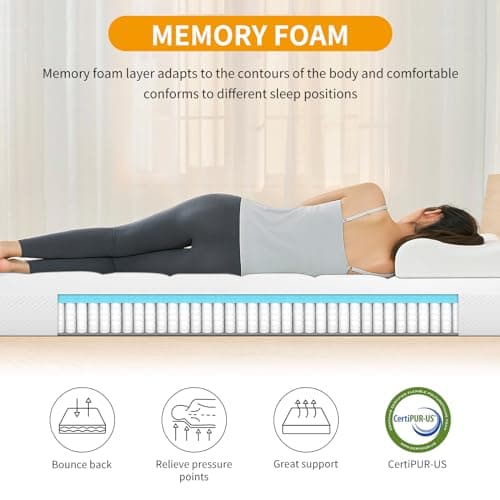CertiPUR-US Certified 5 Inch Gel Memory Foam Mattress - Cool Sleep, Pressure Relief