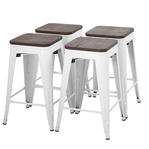FDW Black Counter Height Bar Stool Set of 4 (24")
