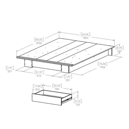 South Shore Gray Oak Full/Queen Holland Platform Bed with Drawer