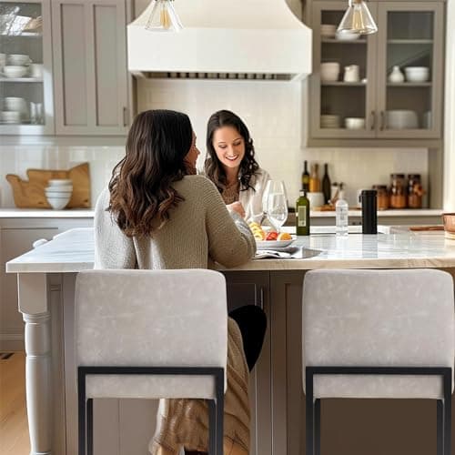 Sophia & William Light Grey PU Bar Stools Set of 4, Modern Counter Height