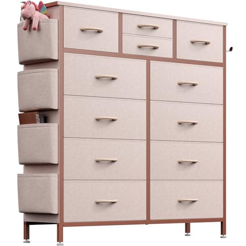 Lulive Tall Dresser Chest with 12 Drawers & Hooks (Black)