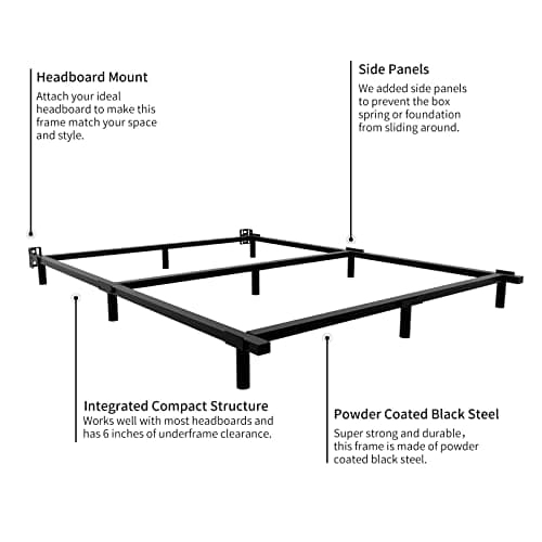 Queen Bed Frame - Heavy Duty Black 9-Leg Support, Noise-Freeassembly