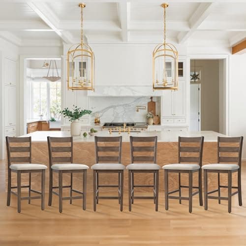 COLAMY Dark Grey Upholstered Mid Century Modern Bar Stools Set of 4, 25 Inch High Counter Height