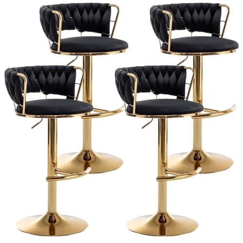 Gold Swivel Bar Stool Set, Beige, Counter Height (2pcs)