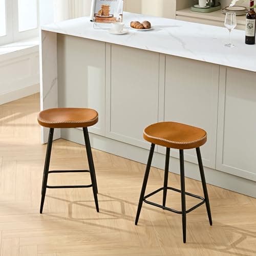 Whiskey Brown Modern 24" Counter Height Bar Stool Set (2 PCS)