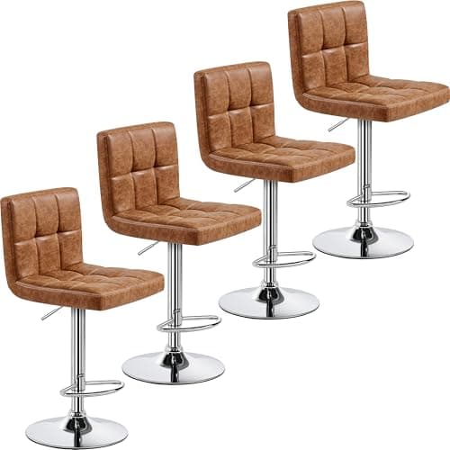Yaheetech Lightweight PU Bar Stool Set, Modern Counter Height with Back and Footrest